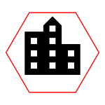 Basic image of building surrounded by red hexagon
